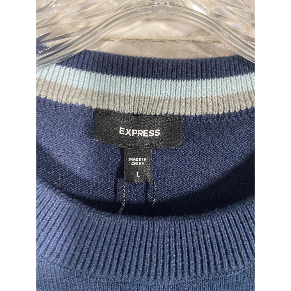 EXPRESS Men's Navy Blue Crew Neck Long Sleeve Sweater Size L - Picture 3 of 8